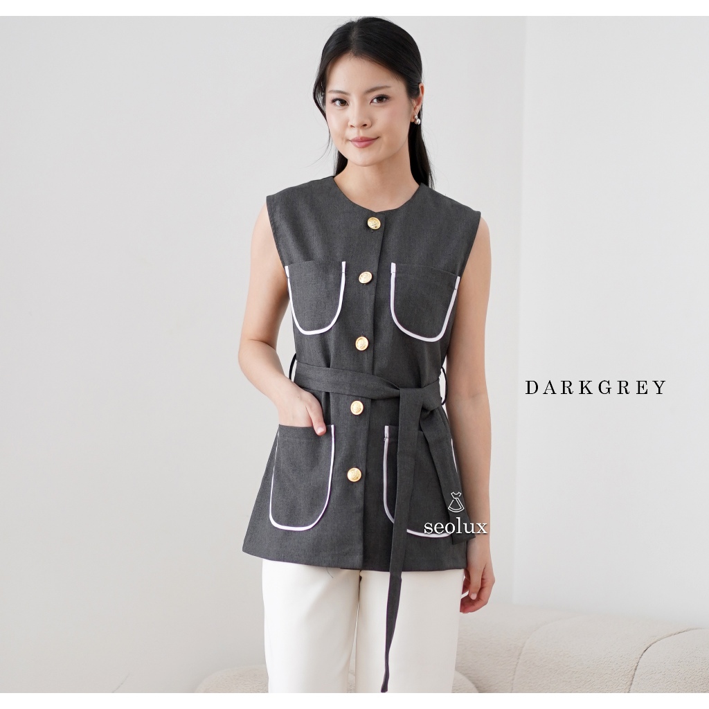 SEOLUX - TP621 - Coco Vest | Atasan Vest Wanita Rompi Kerja Semiwool Basic Top Sleveless