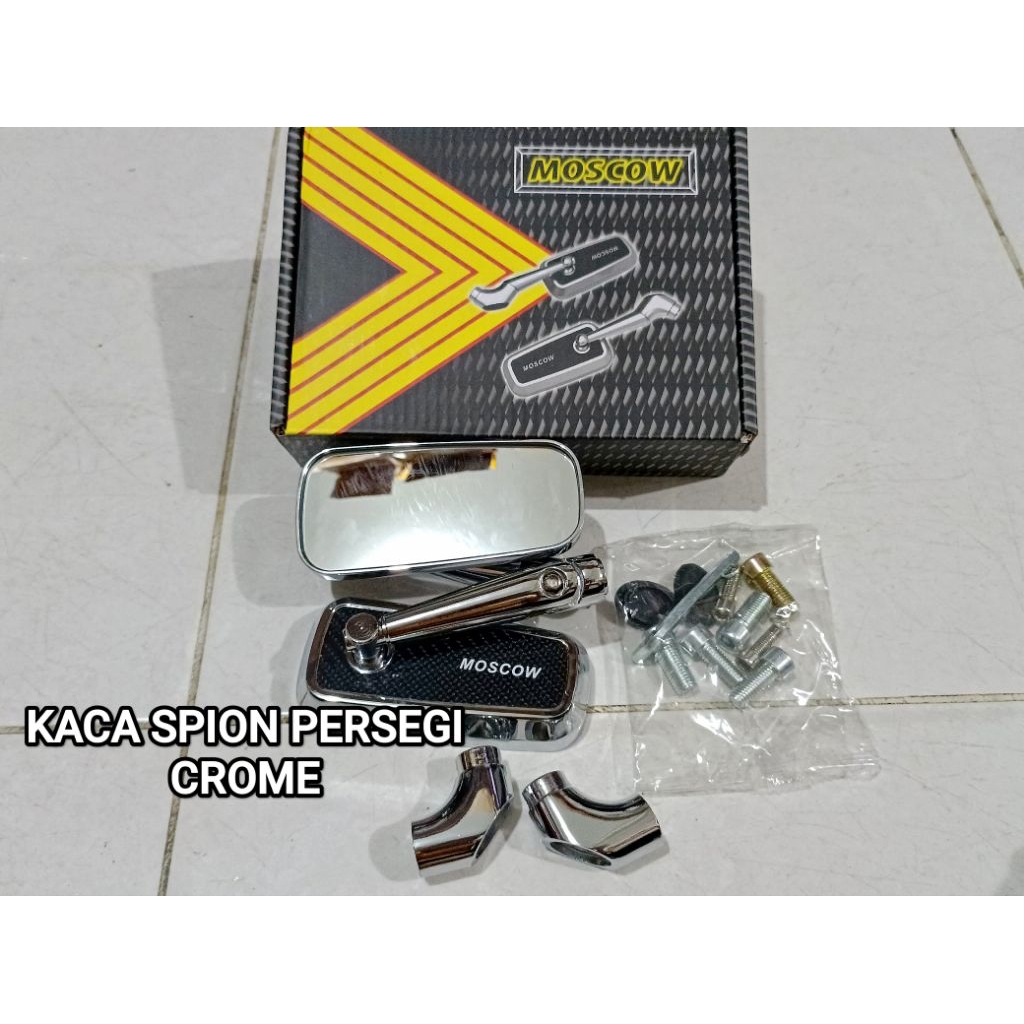 KACA SPION KOTAK PERSEGI MOTIF CARBON/CHROME MOSCOW