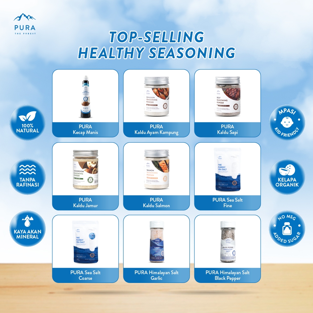 [TOP SELLING] Pura Healthy Seasoning - Bumbu Dapur Kaldu Asli 100g Garam Rendah Natrium 300g Kecap M