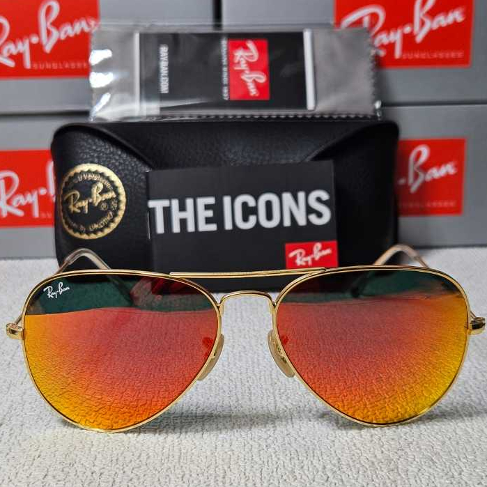 Kacamata Rayban Aviator RB3025 112/69 58 Gold Lens Mirror Orange Original