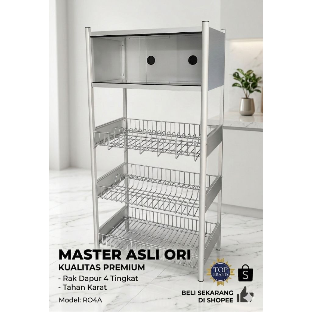 ‼️ORI ASLI‼️ MASTER ASLI Rak piring aluminium susun 4 asli original R04A/R04AW
