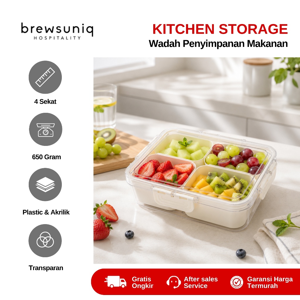 BREWSUNIQ - Kotak Penyimpanan Kulkas / Food Container Transparan Wadah Makanan Organizer Kulkas