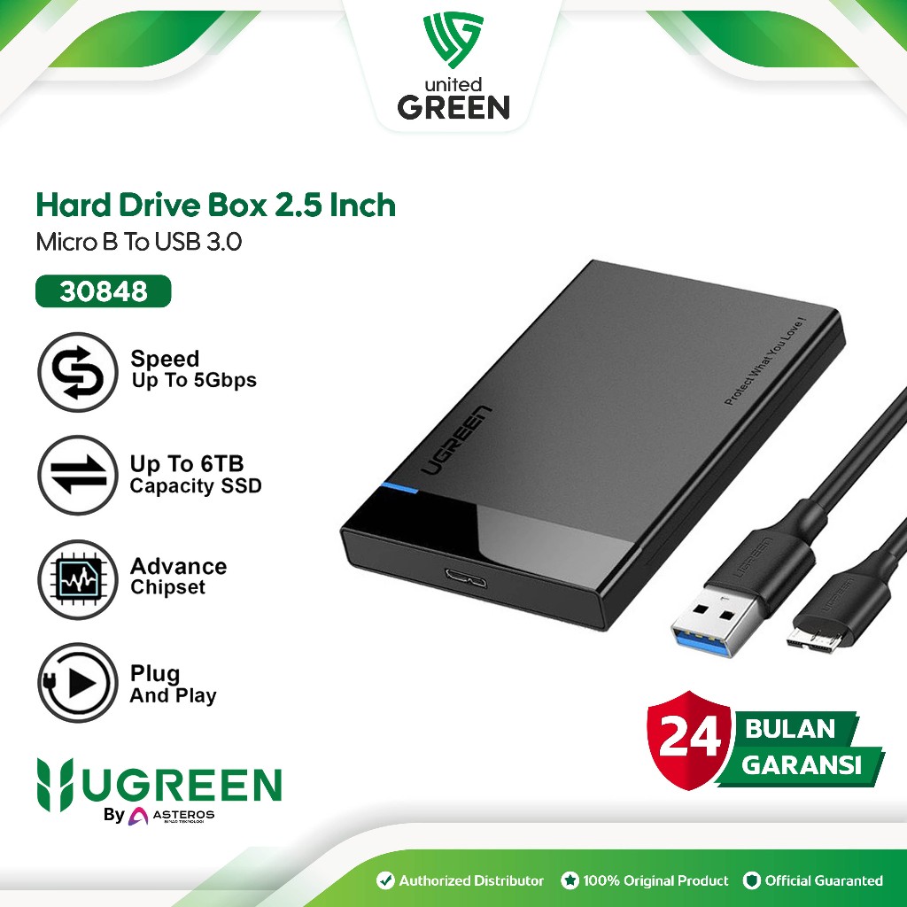 UGREEN Casing Enclosure Hard Disk External 2,5" SATA USB 3.0 30848