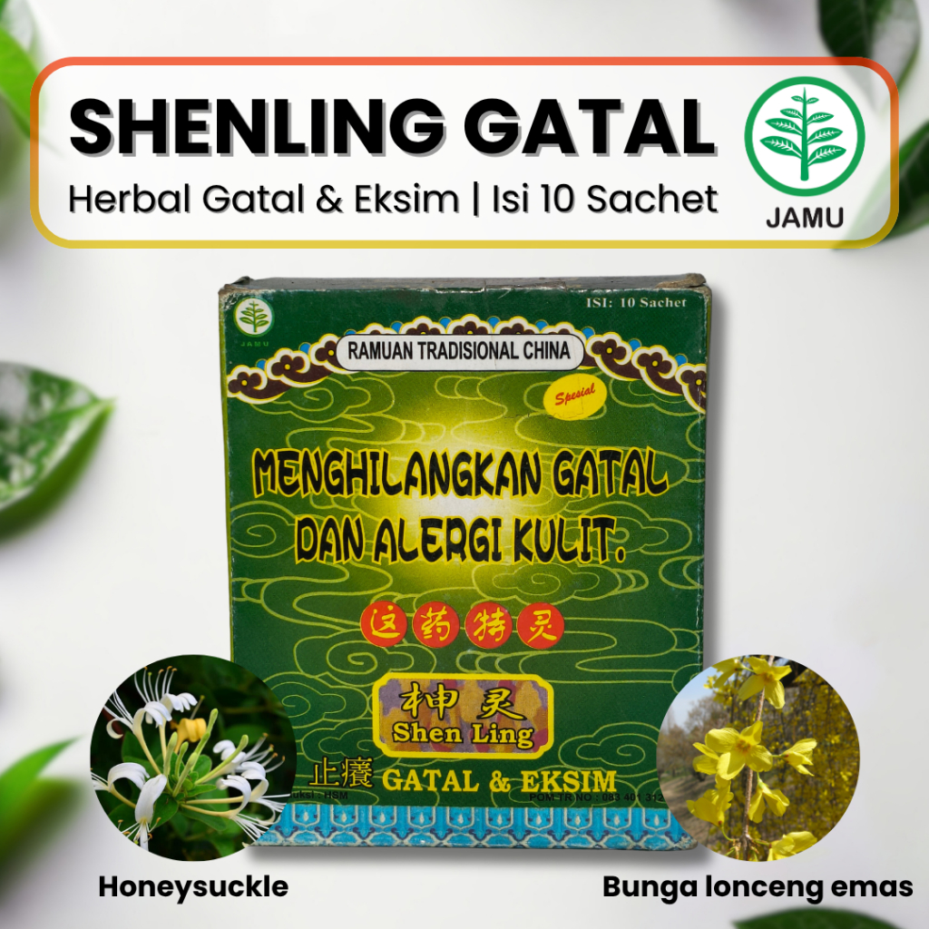 Shenling Gatal Serbuk Herbal Atasi Alergi Gatal Kurap - 10 Sachet Eksim Basah Kering