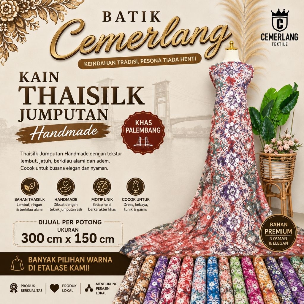 Bahan Kain Jumputan Katun Cotton Premium Handmade Khas Palembang