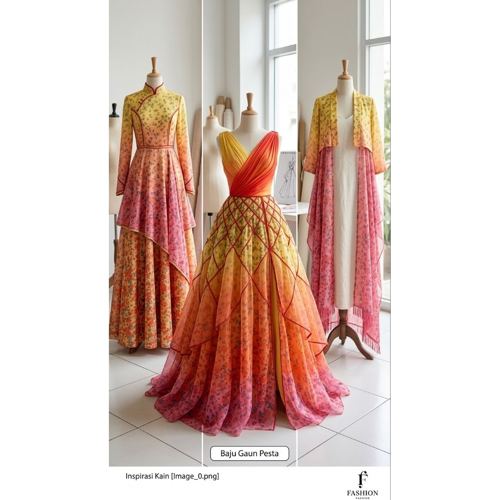 Kain chiffon gradasi/bahan Ceruty sifon motif gradasi
