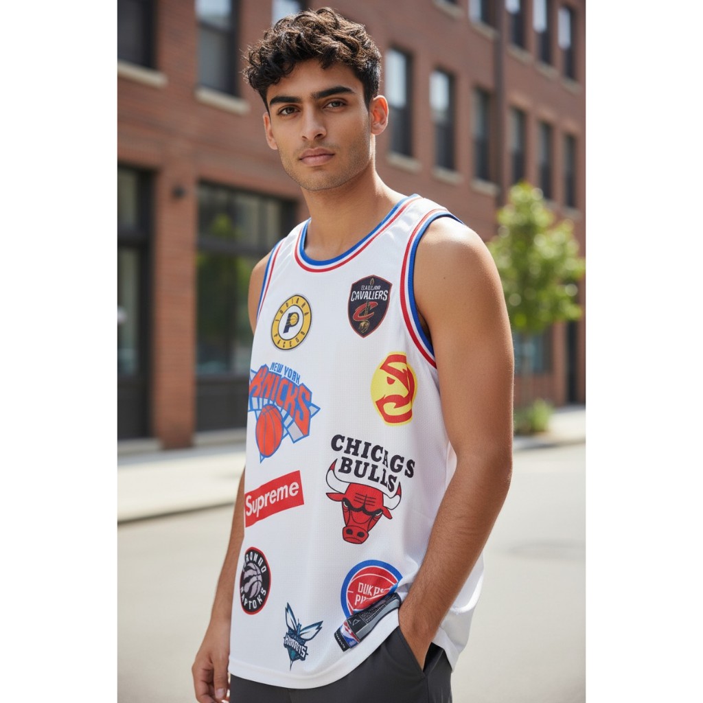 JERSEY BASKET PREMIUM IMPORT FULL PRINTING SPECIAL SUPREME x NIKE x NBA PUTIH