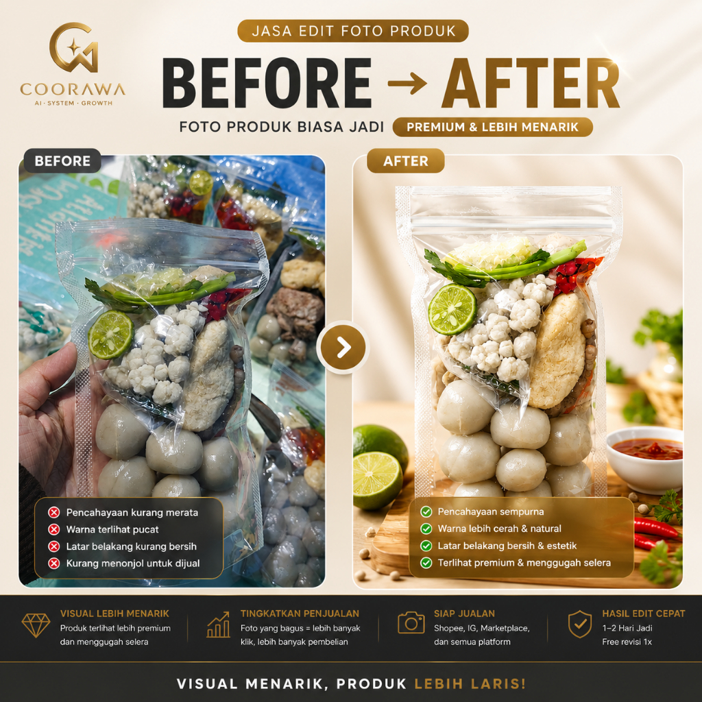 Jasa Edit Foto Produk UMKM Jadi Premium Slide | Desain Feed Instagram & Shopee + Copywriting Jualan