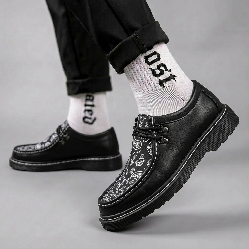 Sepatu Docmart Formal Pantofel Kulit Pu Pria Hitam