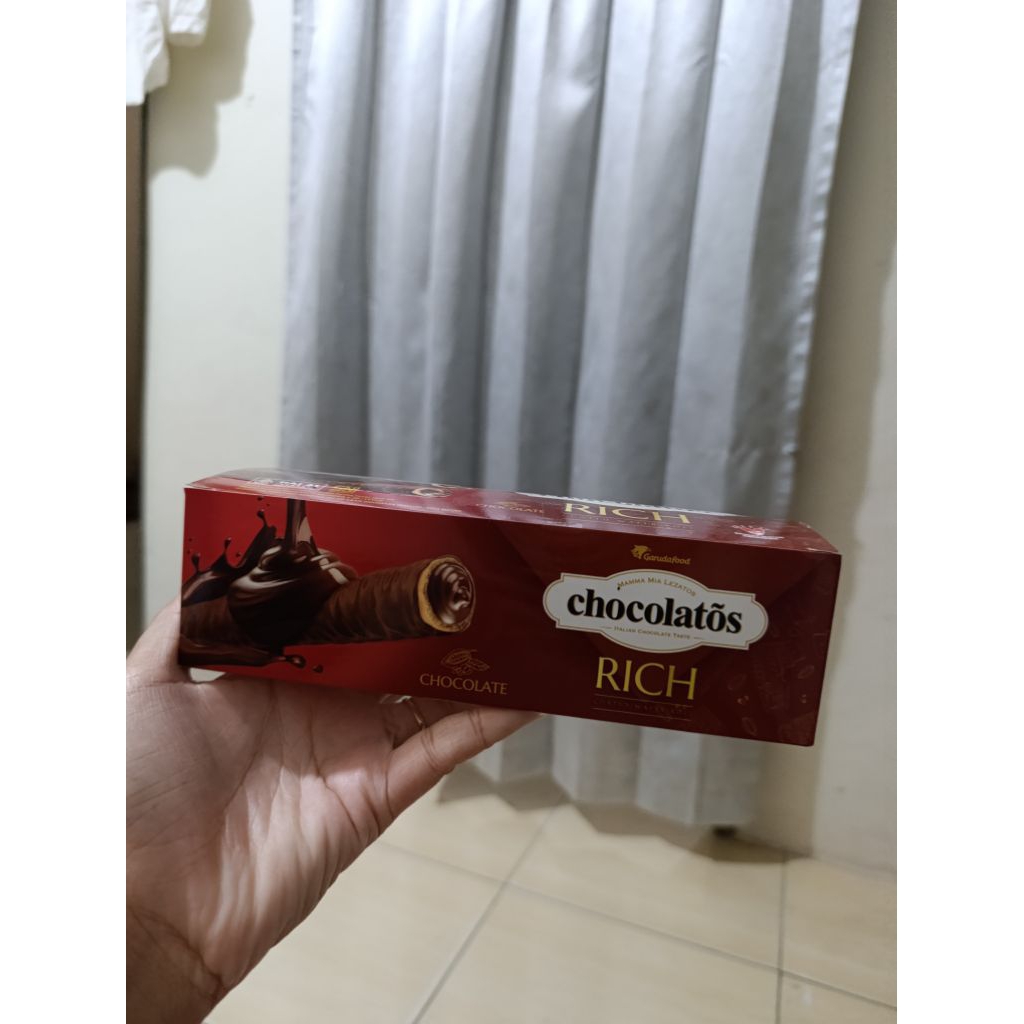 Chocolatos Rich Wafer Roll - 12 pcs, Rasa Coklat Italia, Krim Coklat Berlimpah