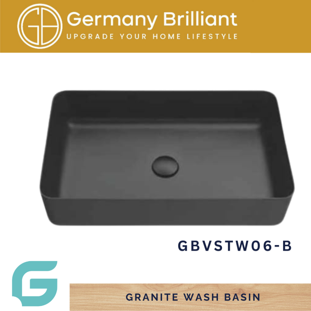 Germany Briliant Wastafel Meja Granit Hitam Black Granite Wash Basin GBVSTW06-B