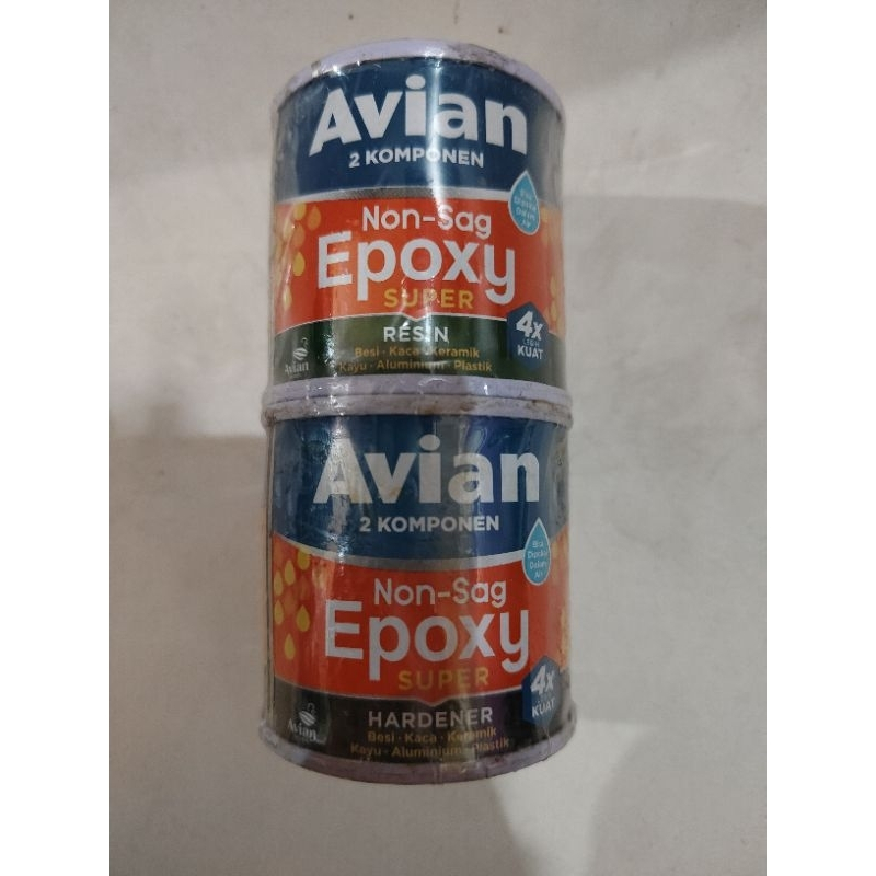 Lem Epoxy Non Sag Avian 340gr Set (170gr x 2 kaleng resin dan Hardener) Resin Hardener Tekstur Dempu