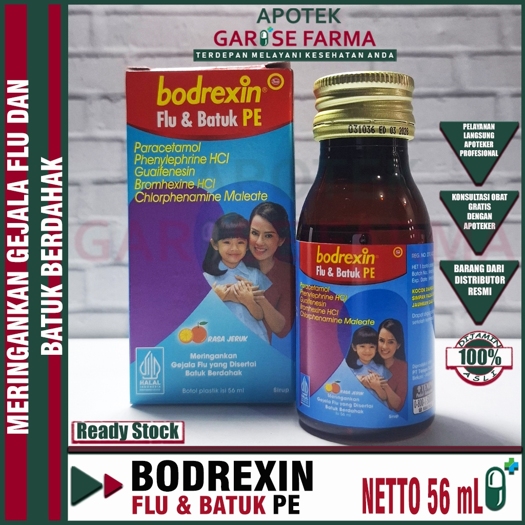 BODREXIN FLU DAN BATUK PE SIRUP 60  ML RASA JERUK || MENGATASI FLU, DEMAM, BATUK, PILEK PADA ANAK