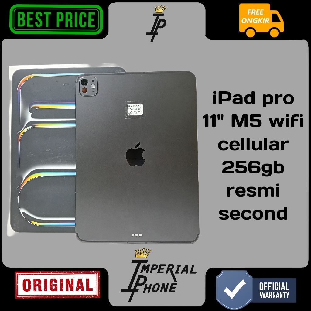 iPad pro 11" M5 wifi cellular 256gb resmi second