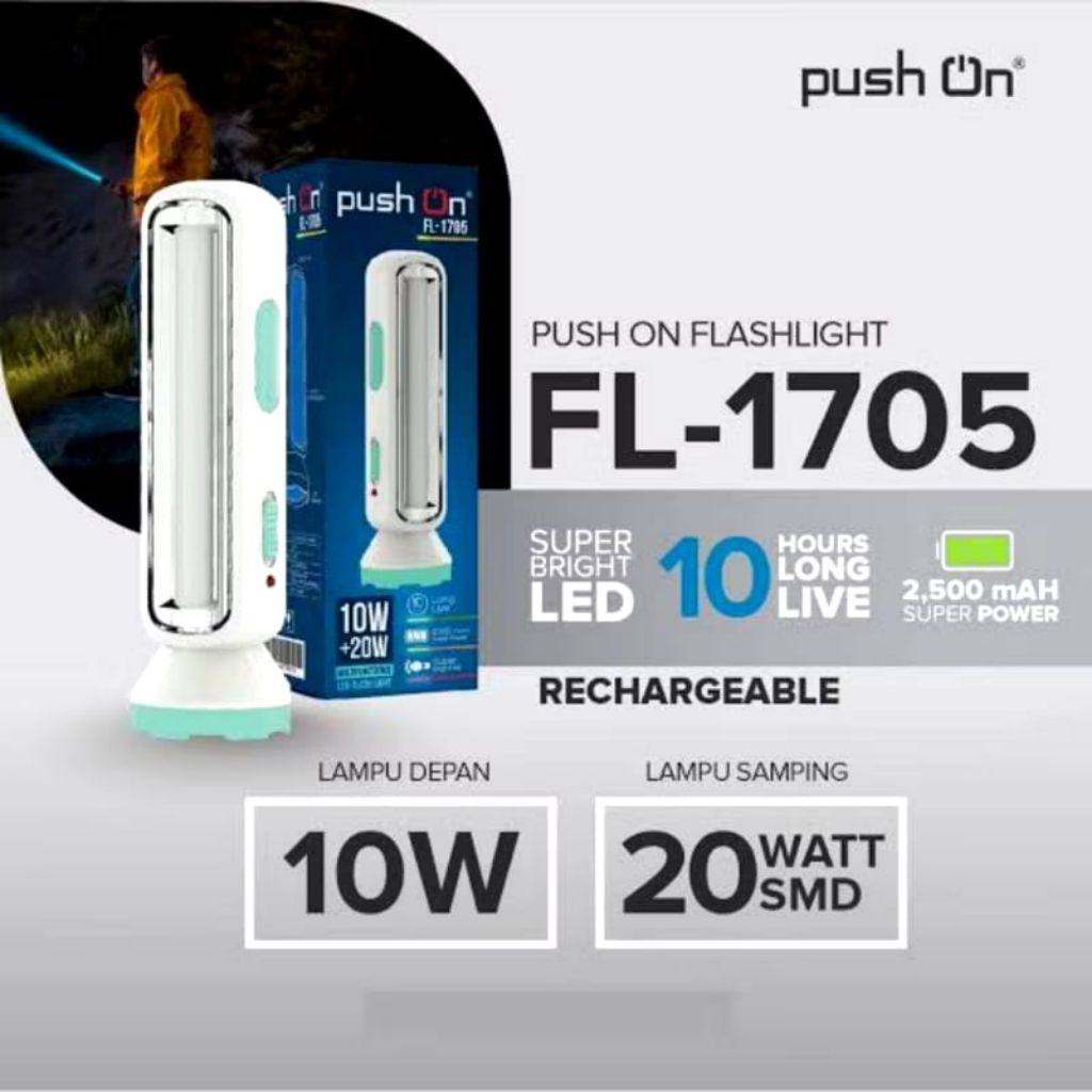 Senter Genggam Push On  FL1703-FL1705 Nyala Terang, Elegan, Tahan Lama