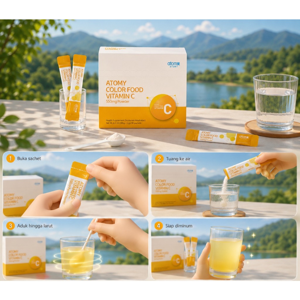 Vitamin C 550 mg kemasan 1 box isi 90 sachet / ATOMY Colorfood Vitamin C 550 mg [ORIGINAL]