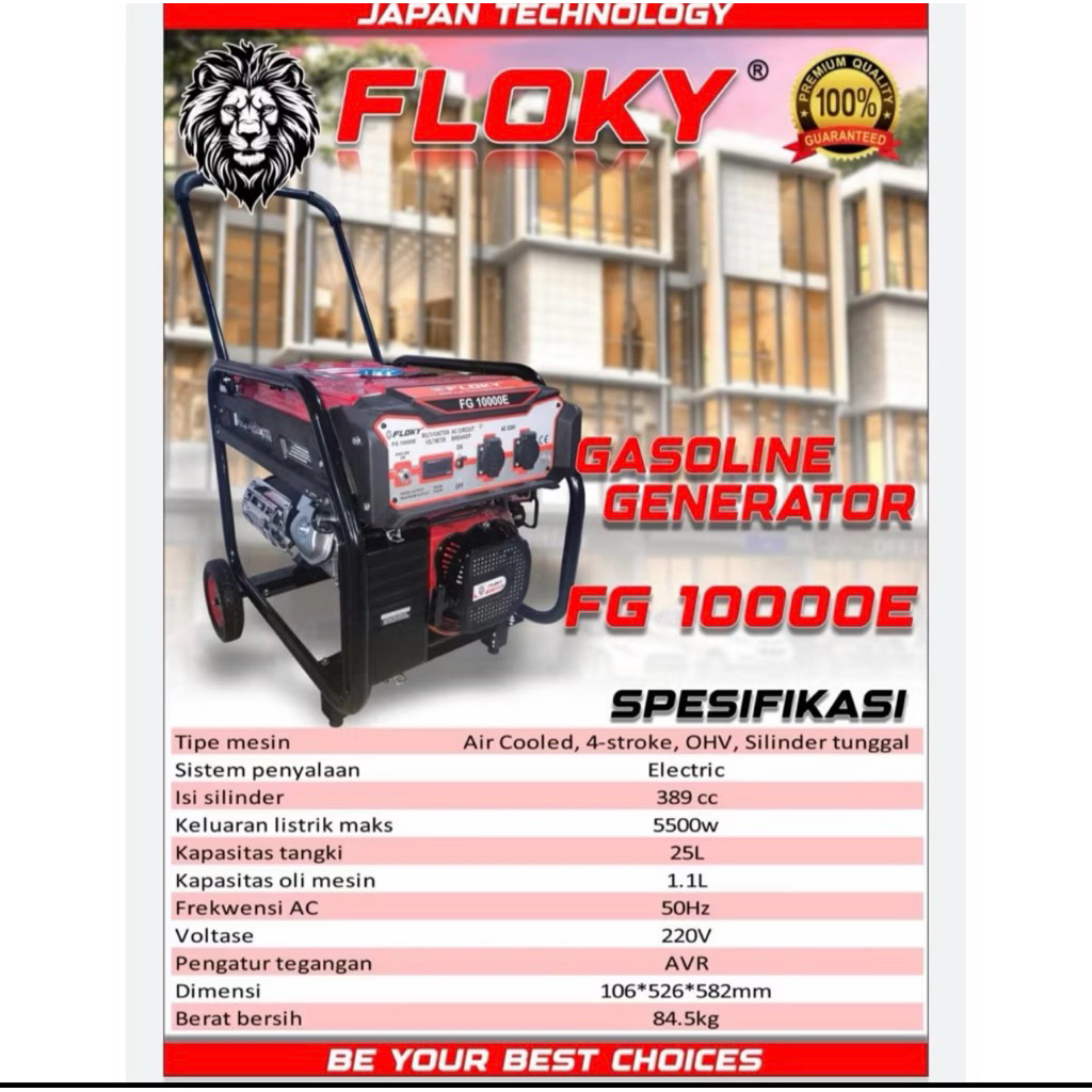 GENSET FLOKY 10.000 OUTPUT 5000-5500 WATT GENSET BENSIN FLOKY