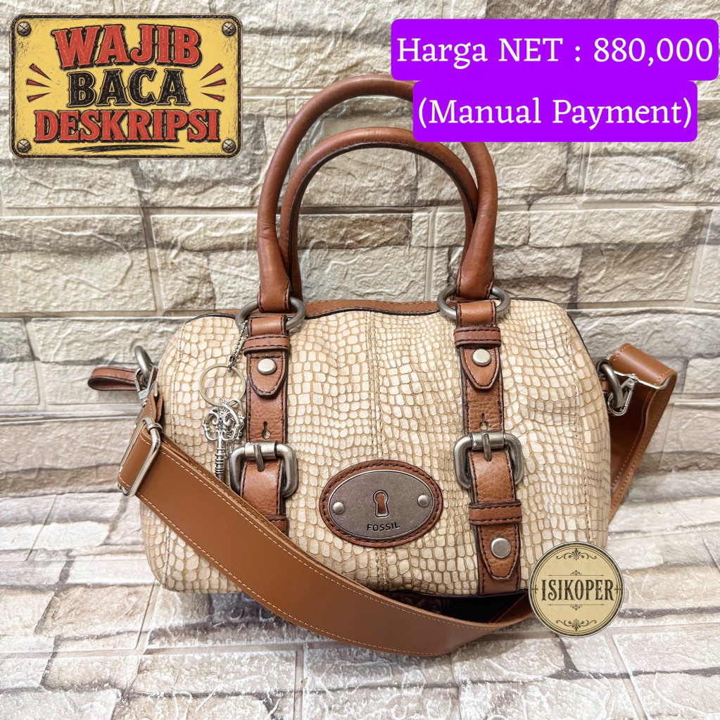 680# NET-Preloved Fossil Maddox Speedy Small Snake Skin Brown