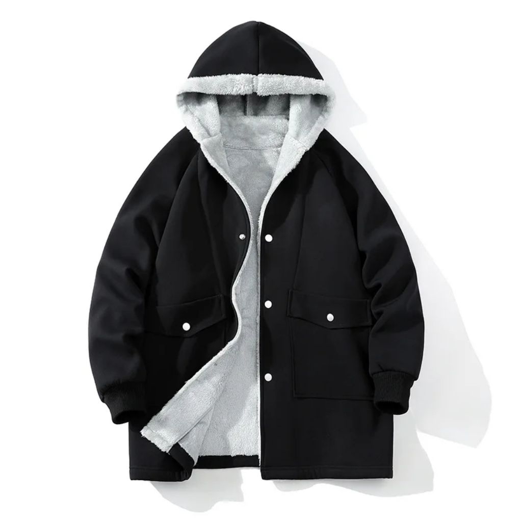 Jaket Winter Bulu Tebal/Jaket Pria Musim Dingin Mantel Panjang Kasual