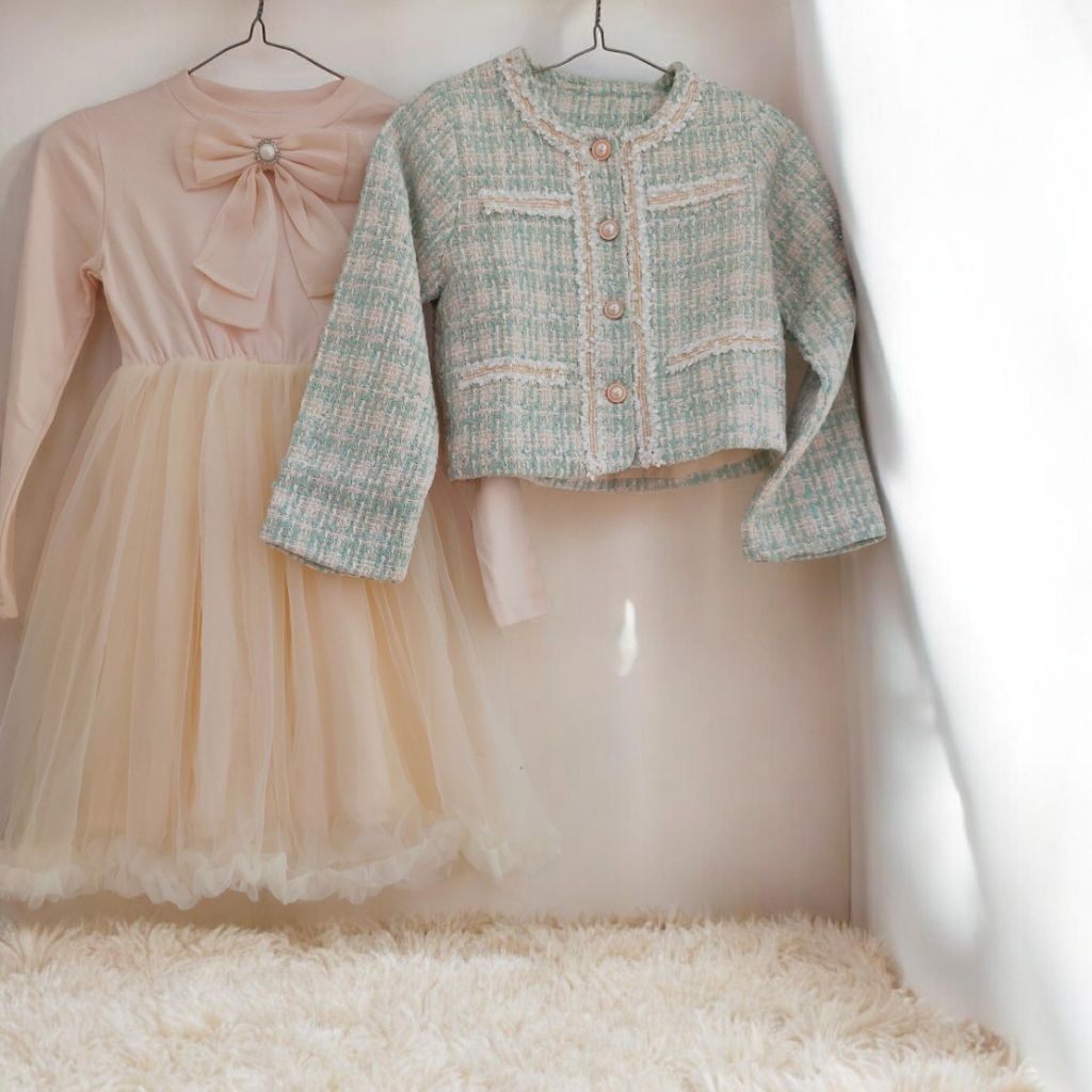 Dress anak rompi tweed