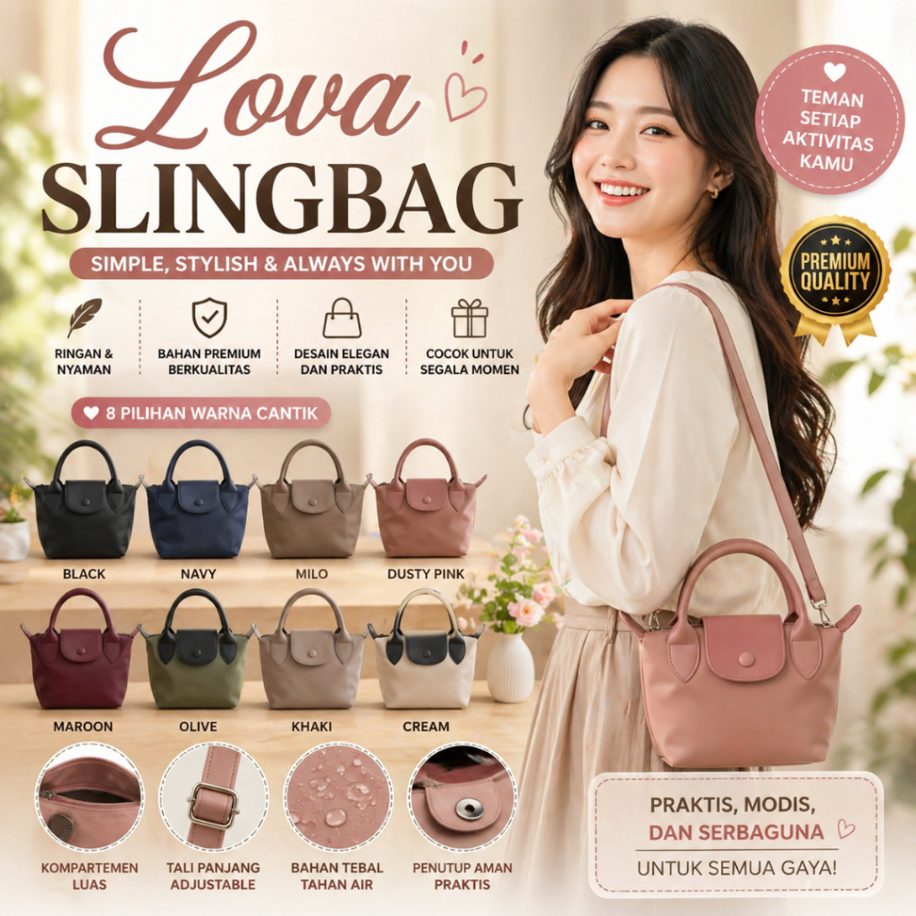 Lova Slingbag | Tas Selempang Mini Dan Tas Tenteng Wanita Lova Sling Bag – Bahan Nilon Cocoly Premiu
