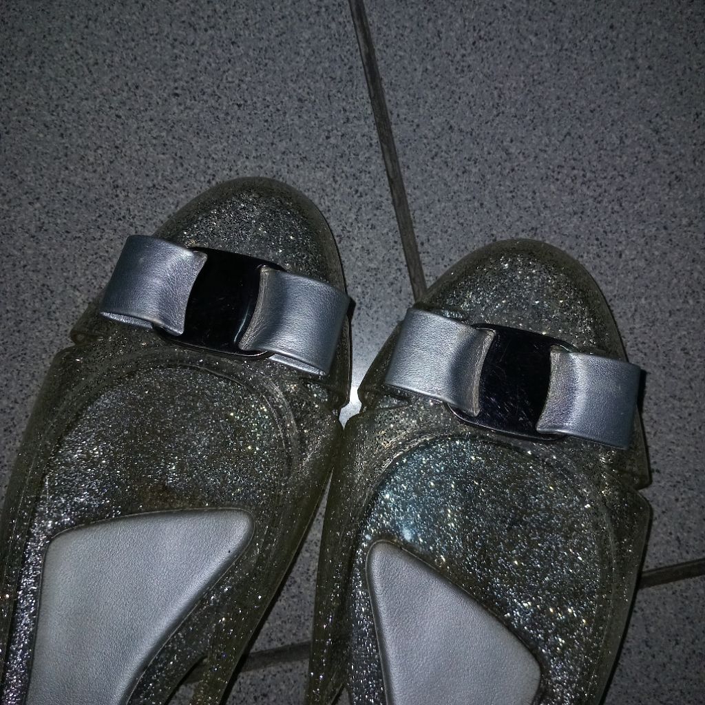 chrissie jelly glitter flat shoes