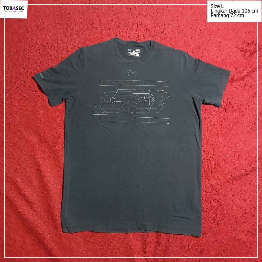 Kaos Baju Tshirt Under Armour Stephen Curry bahan katun warna abu Charcoal     Size L