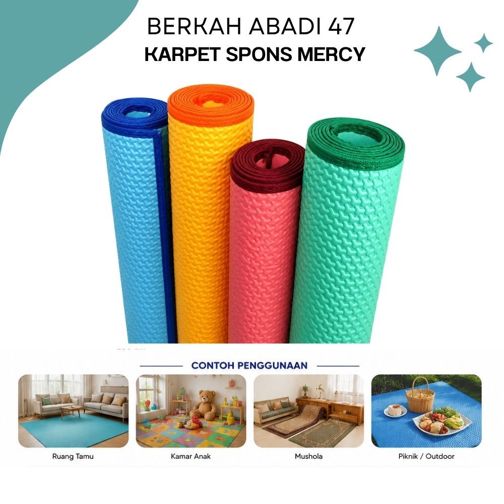 Karpet Lantai Bentol /Karpet Spons Mercy Warna Warni / Tikar Spons Murah 200x200cm