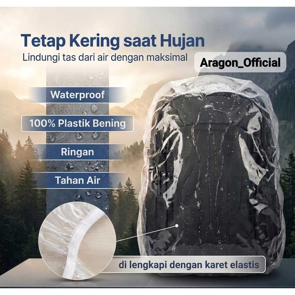 Raincoat Bag Jas Hujan Tas transparan waterproof untuk tas 20 Liter