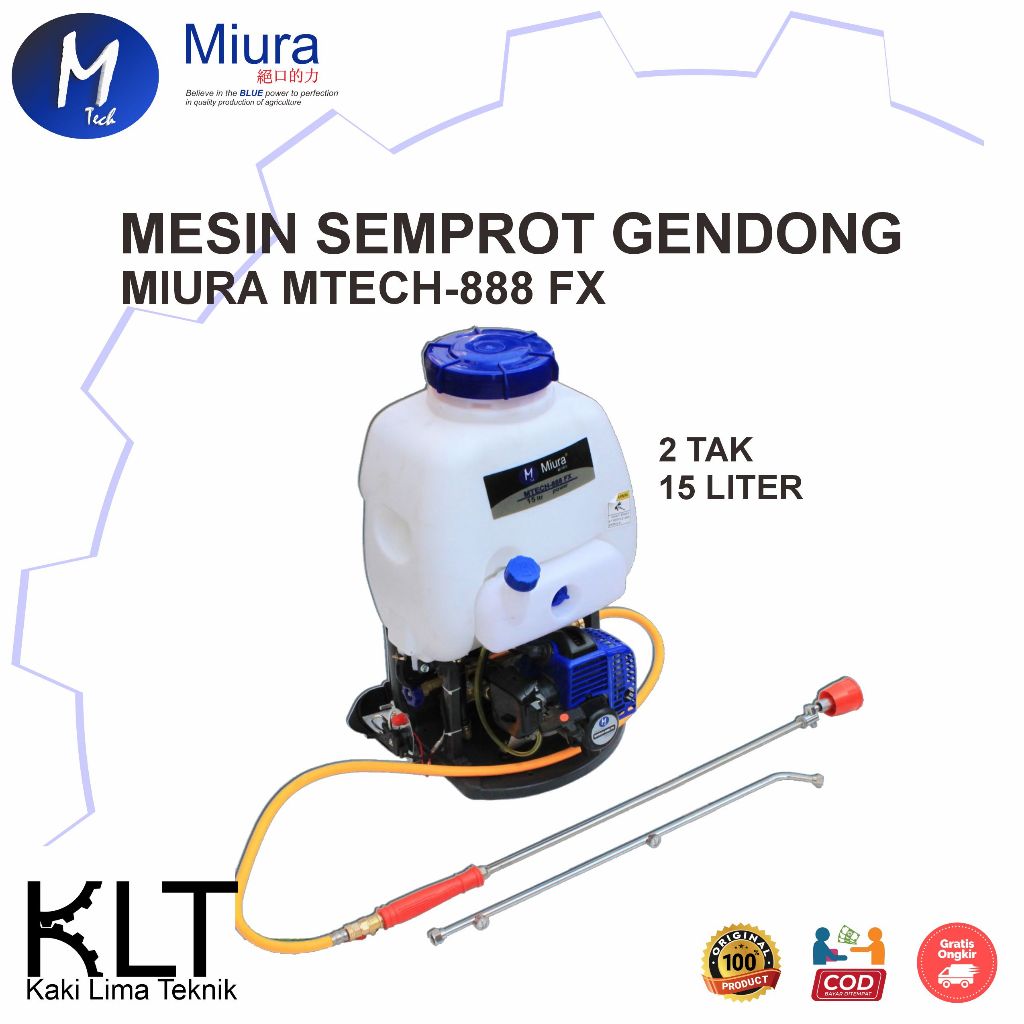 mesin semprot gendong knapsack engine sprayer 2 tak 2 stroke 15 liter Miura MTECH-888 FX