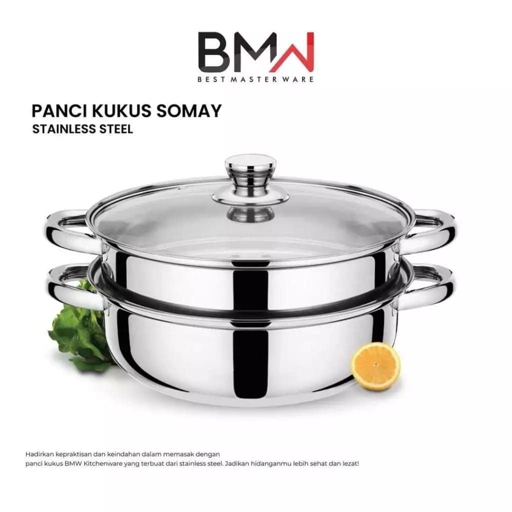Panci kukus STEAMER 2 susun / Panci Kukusan Tutup Kaca BMW