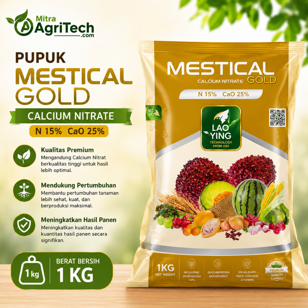 PUPUK MESTICAL GOLD KEMASAN 1 KG PUPUK CALSIUM NITRATE SEPERTI KARATE BORONI