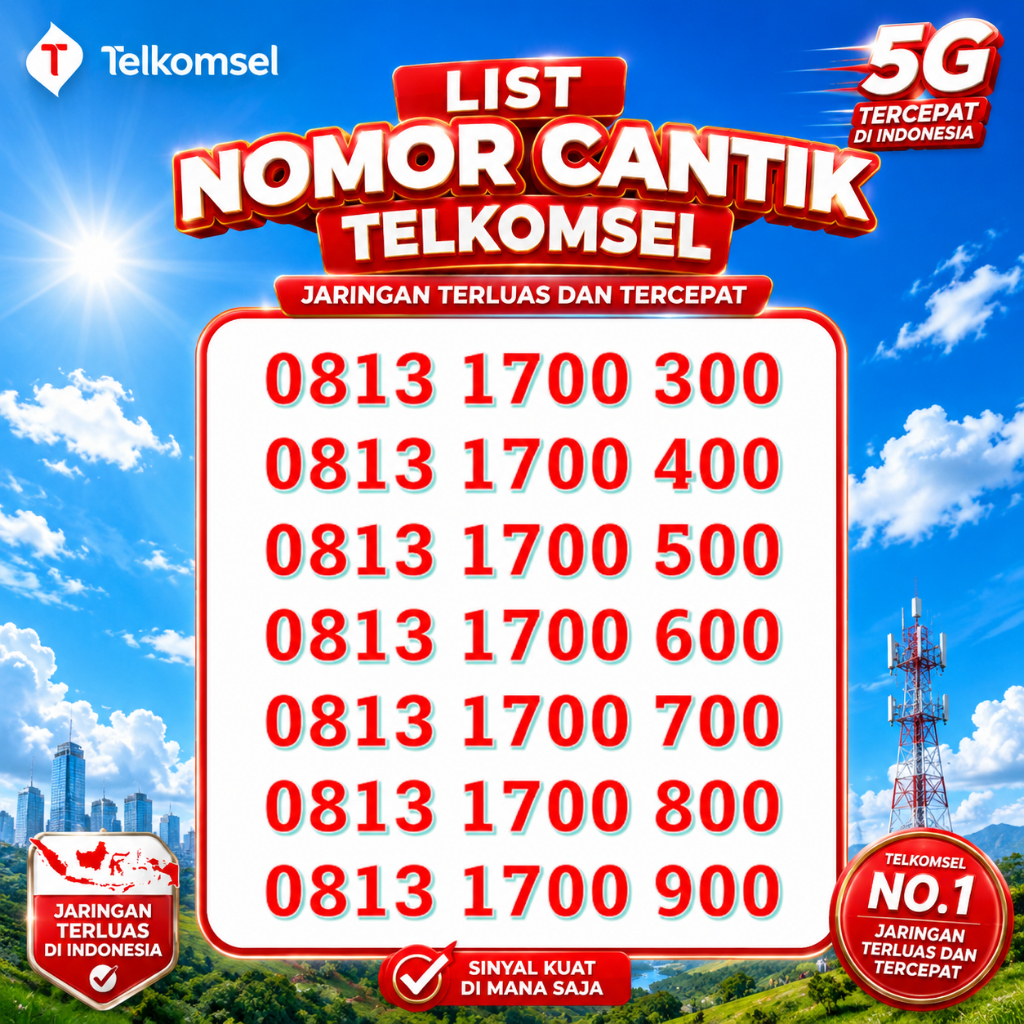 Nomor Cantik Kartu Perdana Telkomsel 5G Bonus 3GB