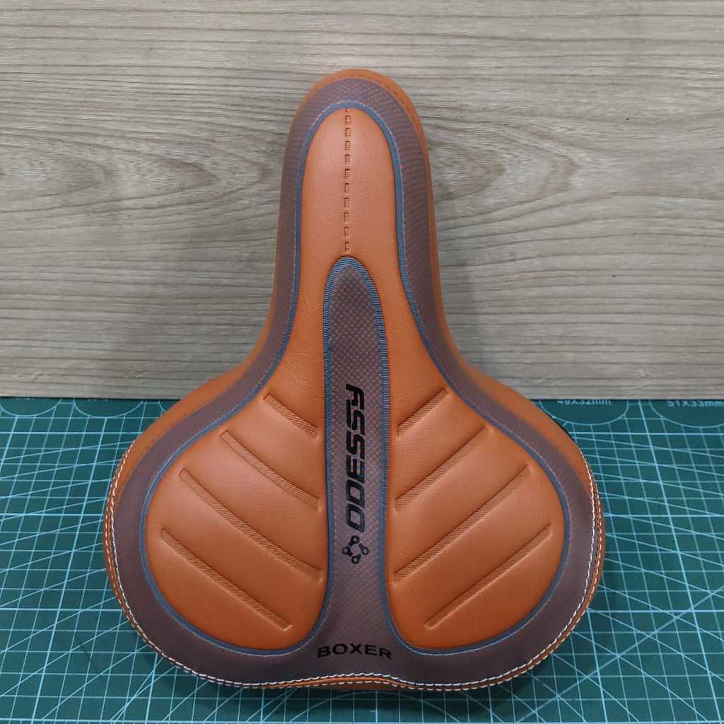 Sadel Odessy Boxer Coklat 20x25cm Per Pegas Jok Sepeda Mini Lipat MTB