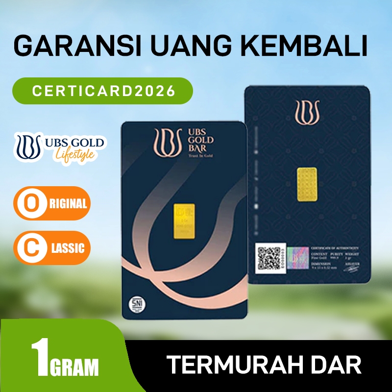 Logam Mulia Emas UBS 1 Gram - Bersertifikat Asli, 24 Karat, Kemasan Tebal