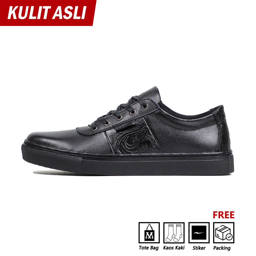 Mobatic Braga All Black || Sepatu Kulit Pria