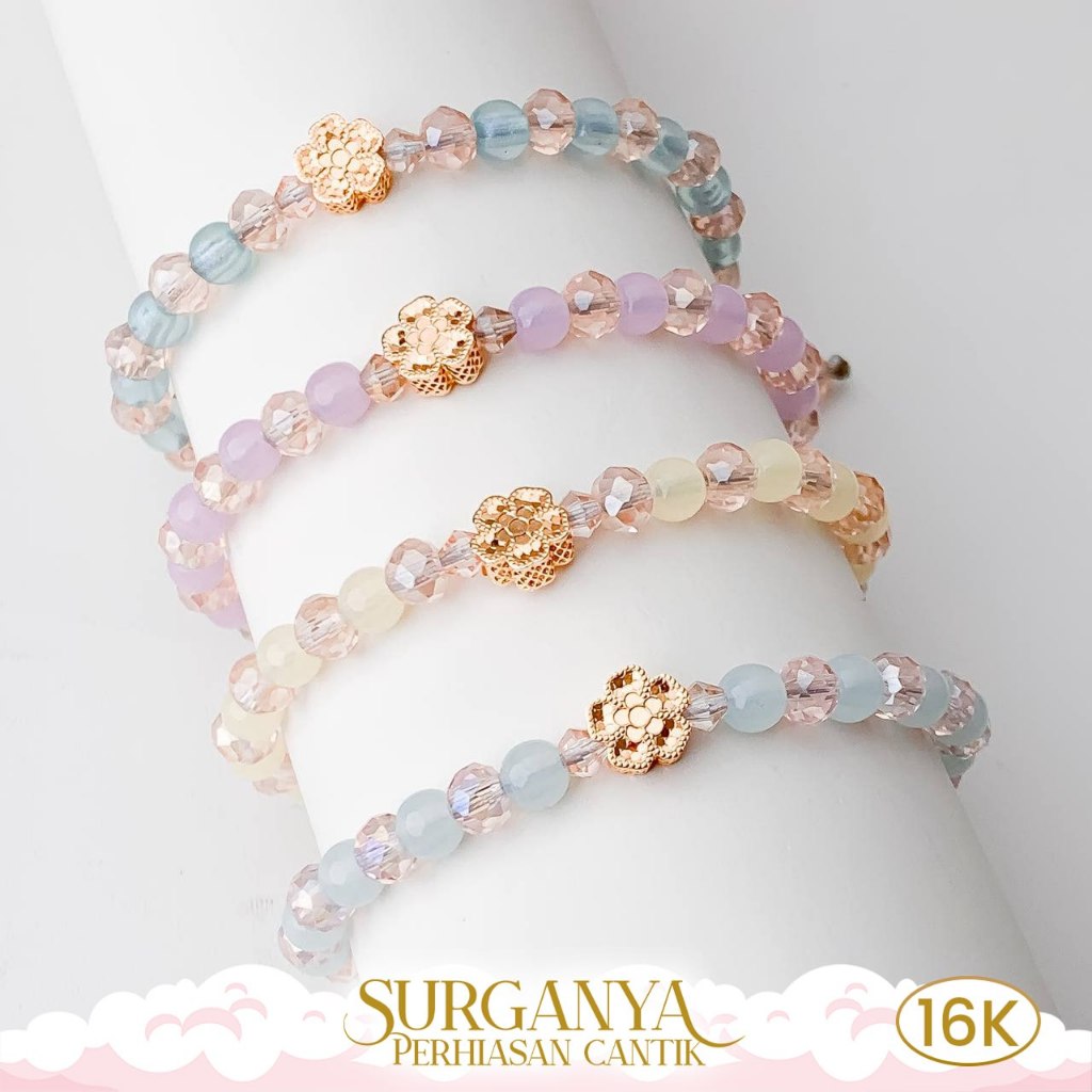Liontin Emas Kadar 16K Model Bunga Shimmer Gelang Tali Macan Gold