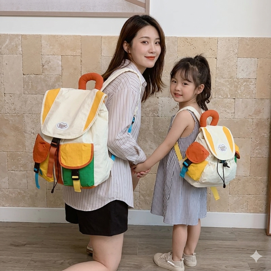 Minipetite BAB552 Tas Couple Mom & Kids Tas Ransel Anak Tas Sekolah TK SD SMP SMA