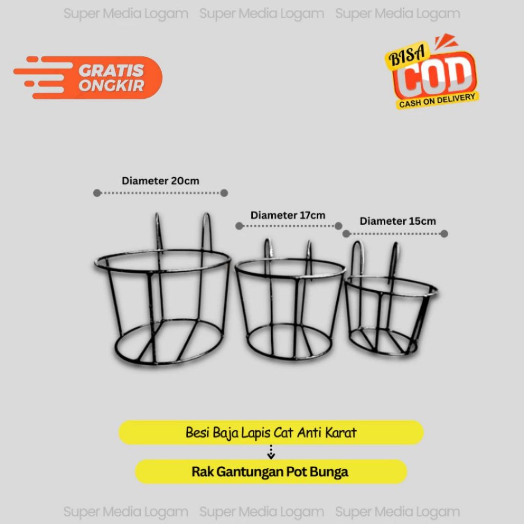 Rak Bunga Balkon Besi - Rak Pot Tanaman Gantung Minimalis untuk Dekorasi Rumah & Taman