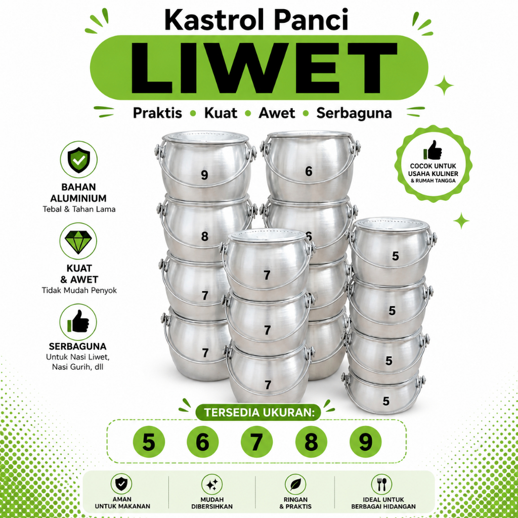 KASTROL PRIUK PANCI LIWET NO. 5,6, 7,8,10/PANCI KASTROL NASI LIWET SUNDA /KASTROL LIWET