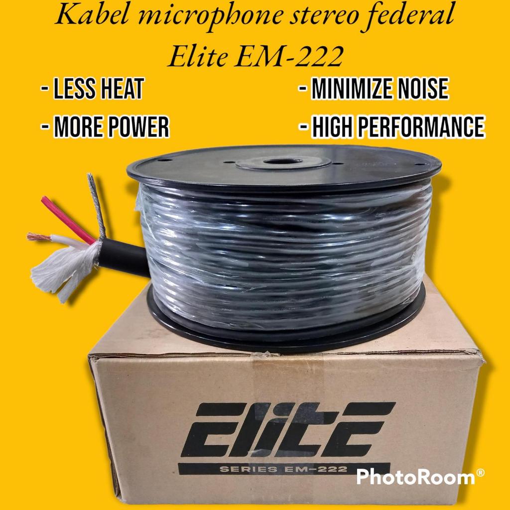 (JUAL 100 METER) kabel mikrofon signal Federal stereo ELITE EM222 tipe EM 222 - Roll