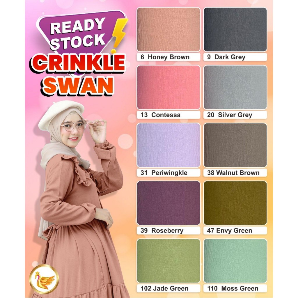 [GROSIR] Kain Cey Crinkle Airflow 178 Premium 1 Roll (±60 Yard) - Bahan Ironless Lembut Melar