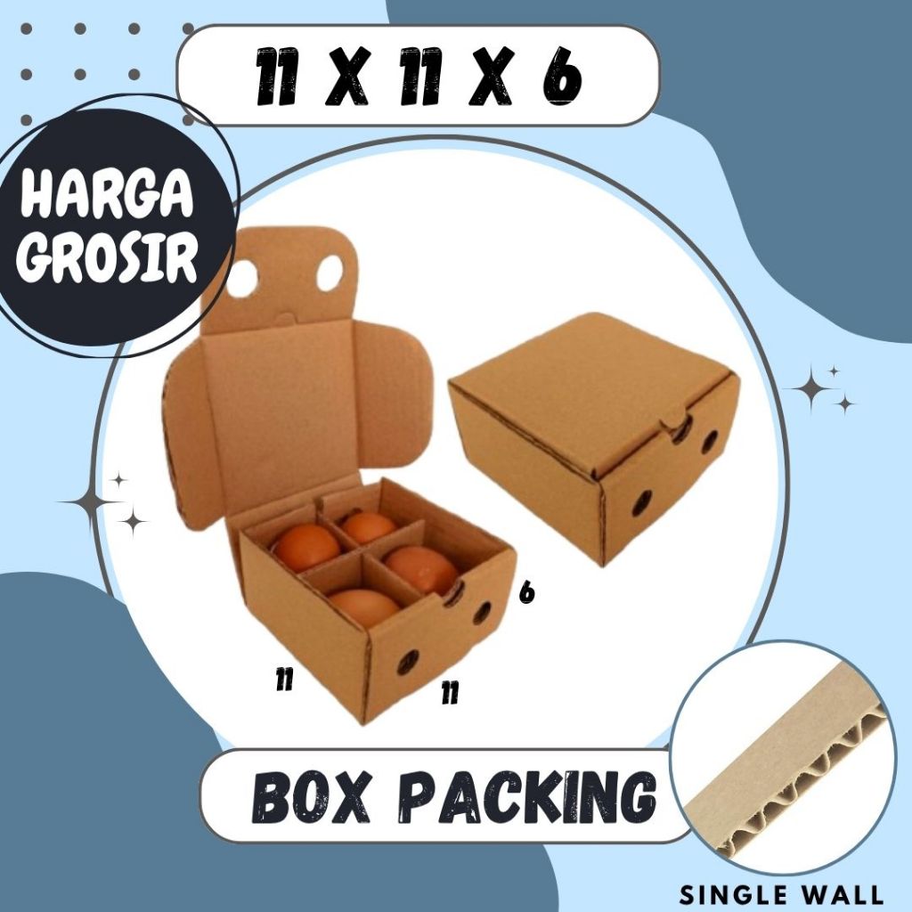 Box telur 11x11x6 LD Kardus Telur isi 4 Packing Kotak Dus Telur Asin Tray Endog Endok Kardus Balap