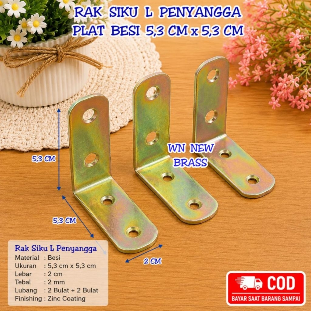 TERMURAH Rak Siku L Dinding Gantung Ambalan Penyangga Plat Besi 5,3 cm