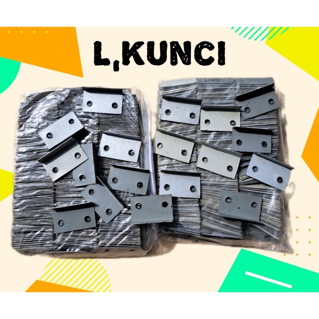 1 Plastik( +- 500pcs) plat L kunci ,penahan slot kunci lemari bufet buat furniture