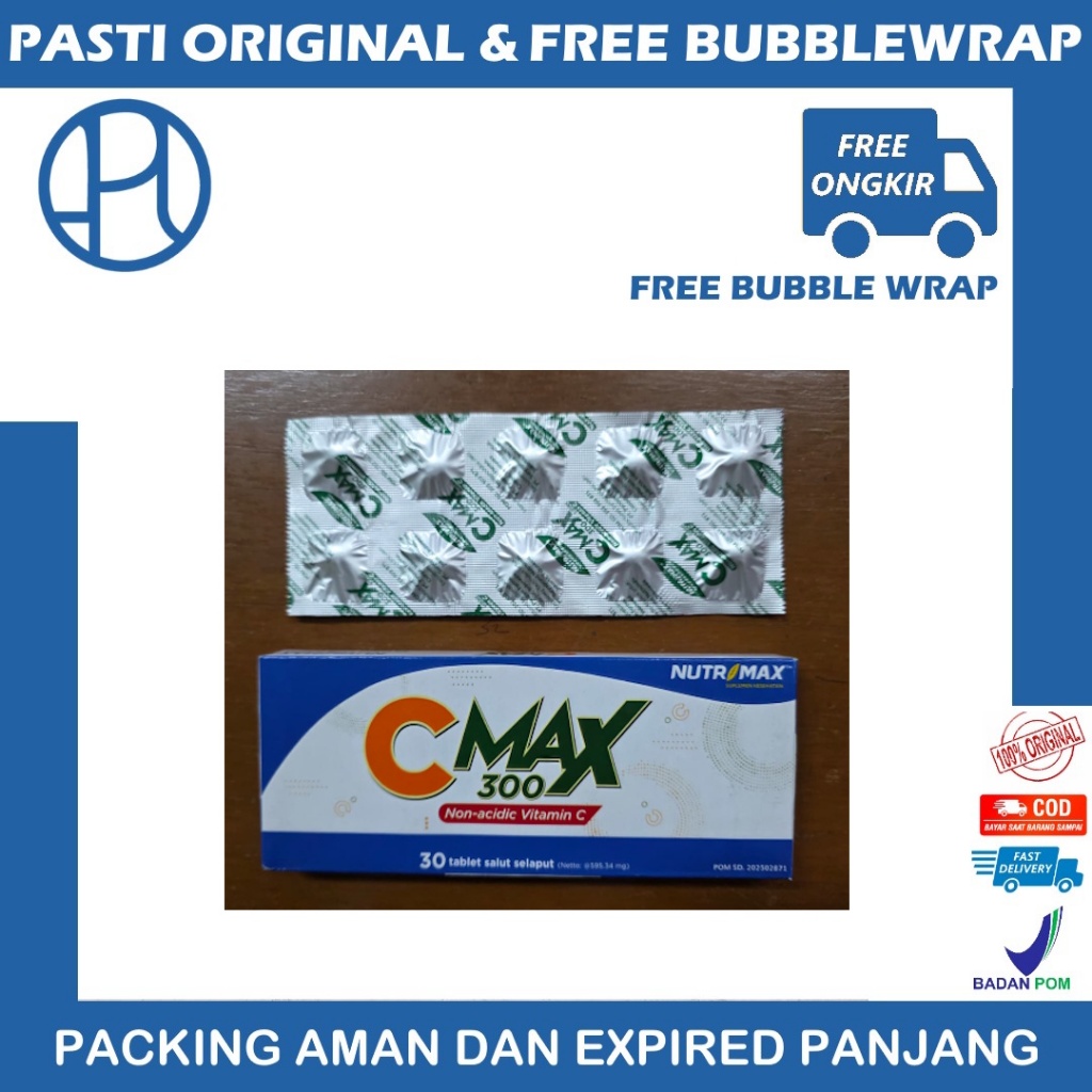 NUTRIMAX CMAX 300 Non-acidic Vitamin C SUPLEMEN KESEHATAN KEMASAN STRIP 10tablet c max c-max