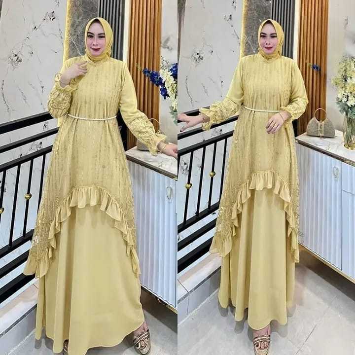 SILVANA DRESS GAMIS PESTA MEWAH PREMIUM ELEGAN TERBARU BAHAN Ceruty Baby Doll full Puring Mix Beruka