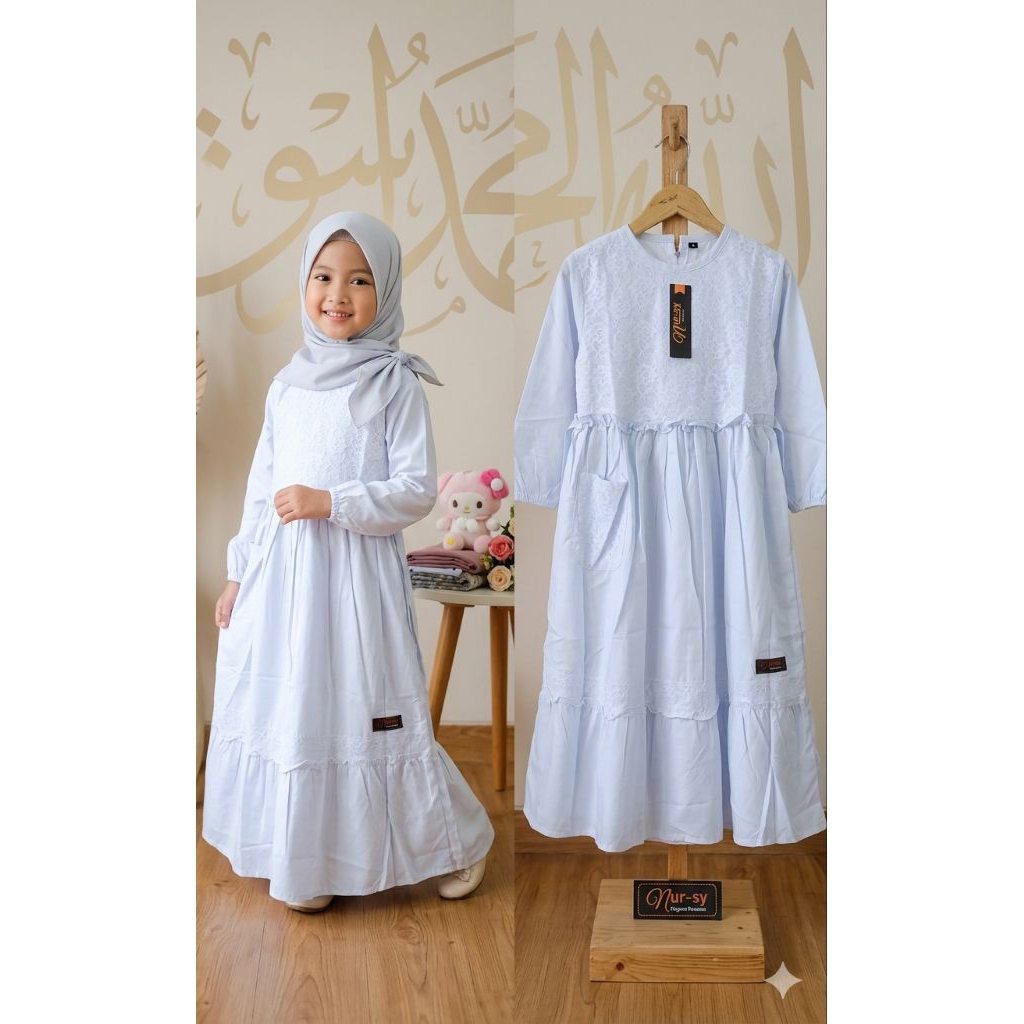 Gamis putih anak >> baju gamis anak burkat putih TK