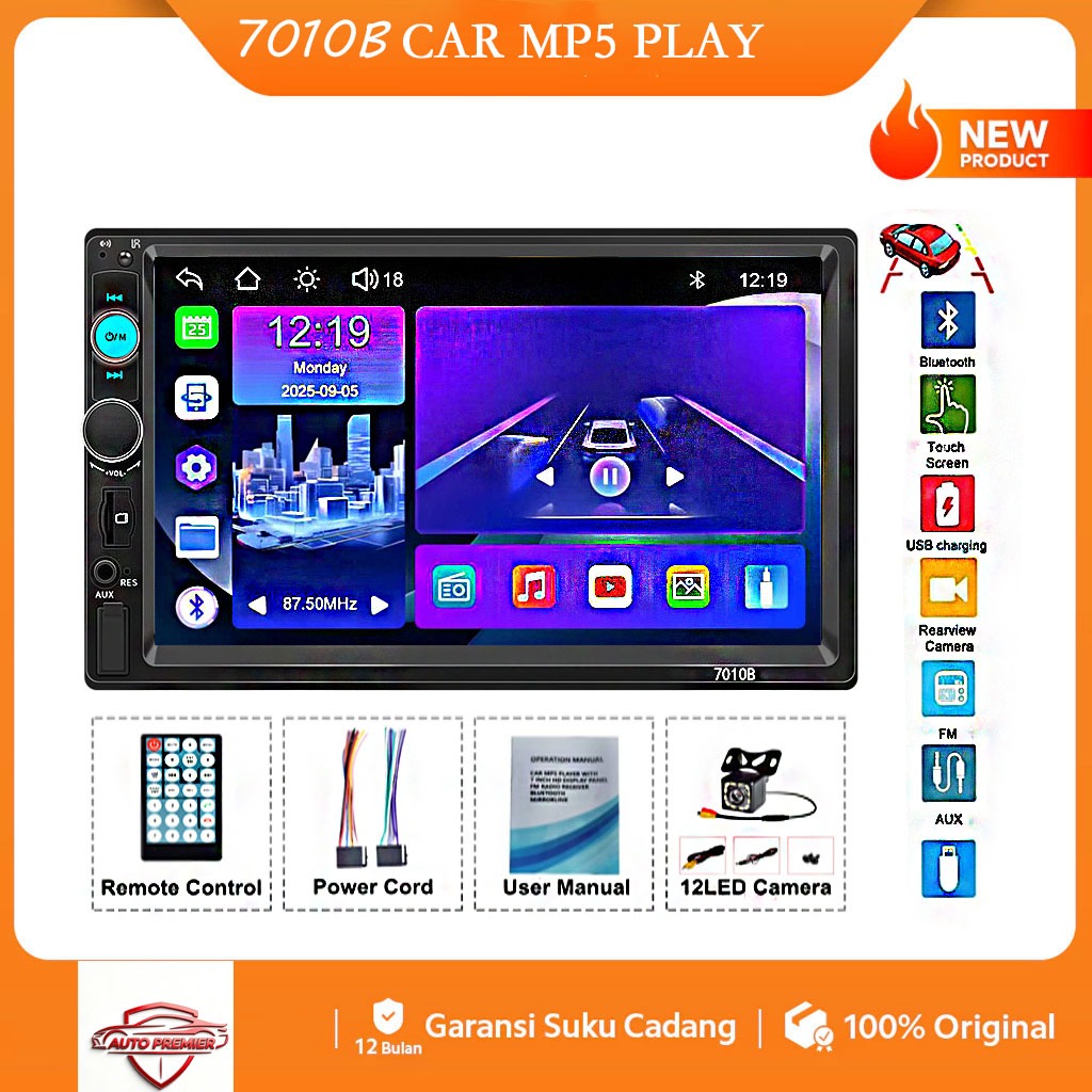 7010B 7-inch Car MP4/MP5 Player | Bluetooth Hands-free | FM | Card Reader | Amplifier | Radio | Reve