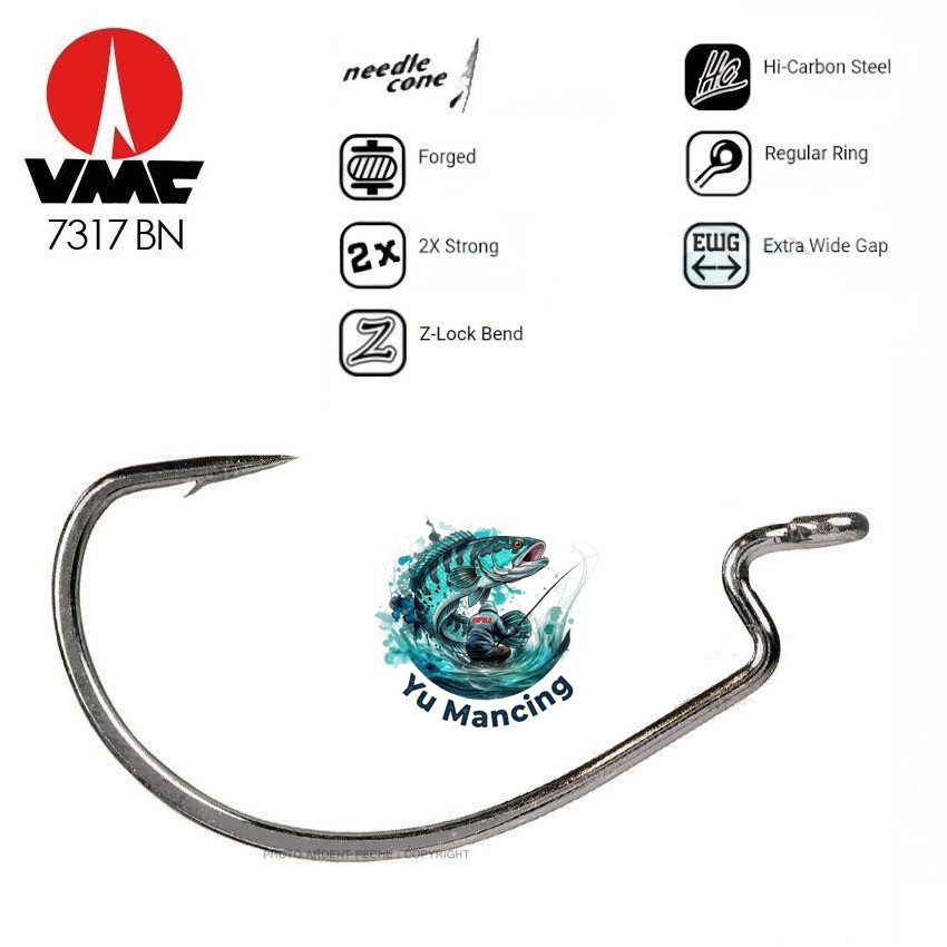 Kail Worm Hook VMC 7317BN 2X Strong Wide Gap Soft Bait Hook isi 5